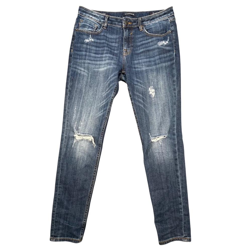 Vigoss Blue Jagger Distressed Skinny Jeans Womens 30